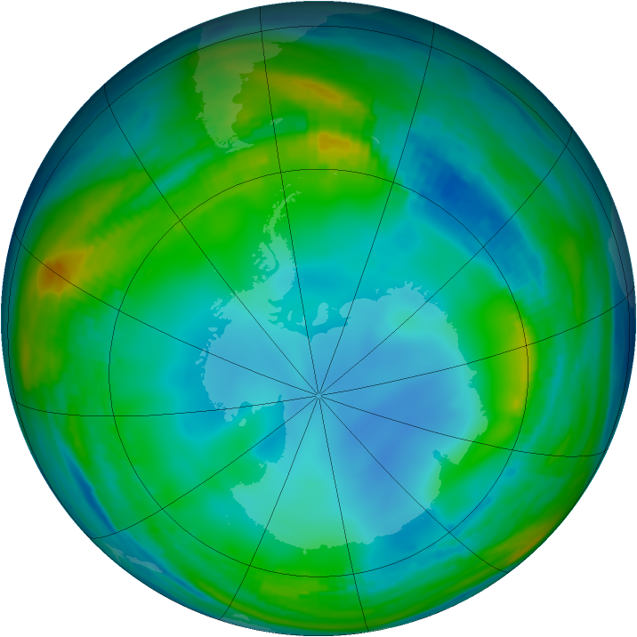 Antarctic ozone map for 04 July 1985